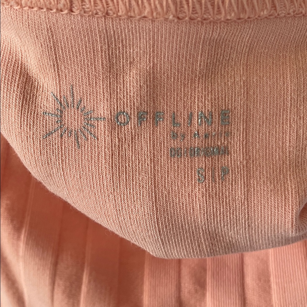 Aerie Coral‎ Ribbed Crop Top - Picture 2 of 4